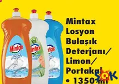 MİNTAX LOSYON BULAŞIK DETERJANI/LİMON/PORTAKAL 1350 ML